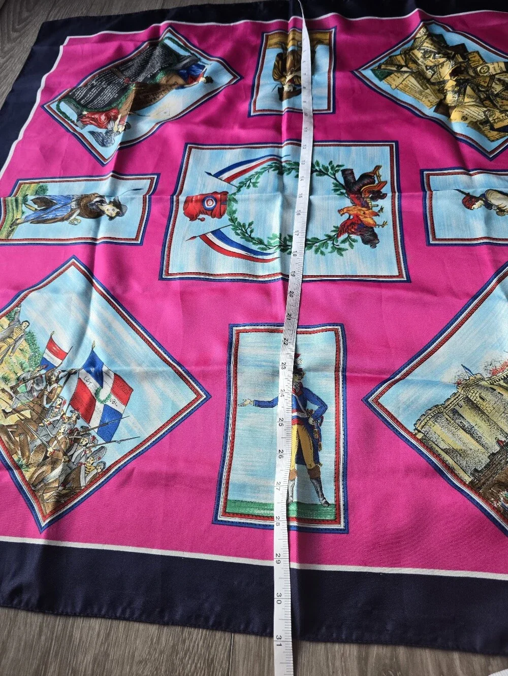 Vintage French Revolution Scarf Pink Bastille Liberty Bicentennial 1789 Square